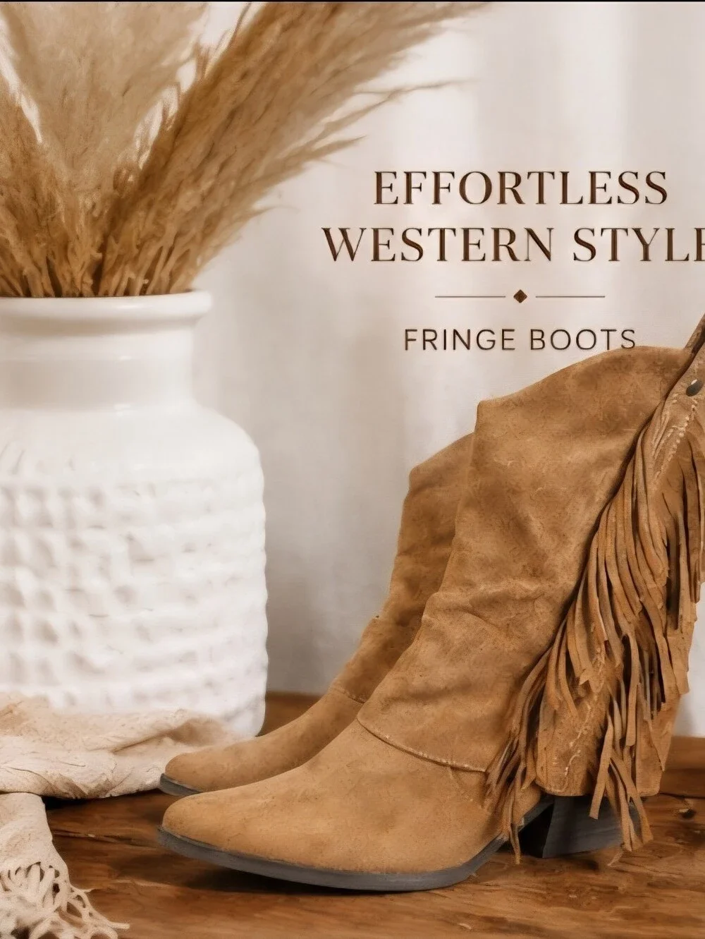 Jellypop Tan Suede Fringe Western Ankle Boots Size 11